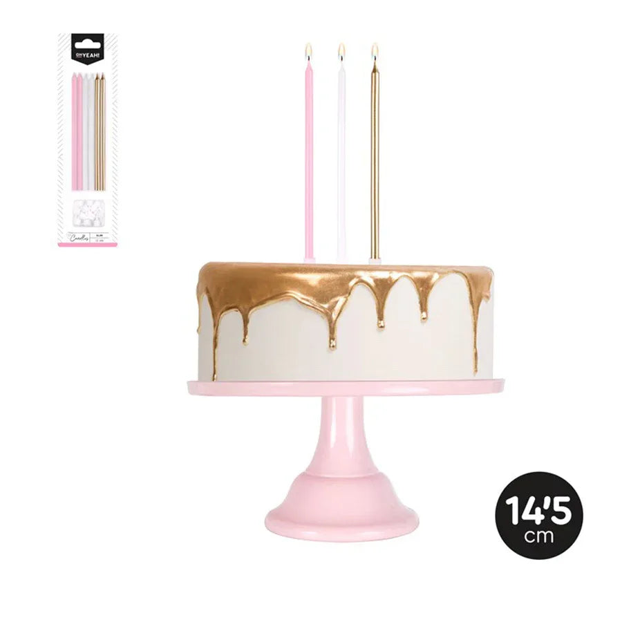 VELA EXTRALARGAS ORO METALIZADO + ROSA P - yupiparty
