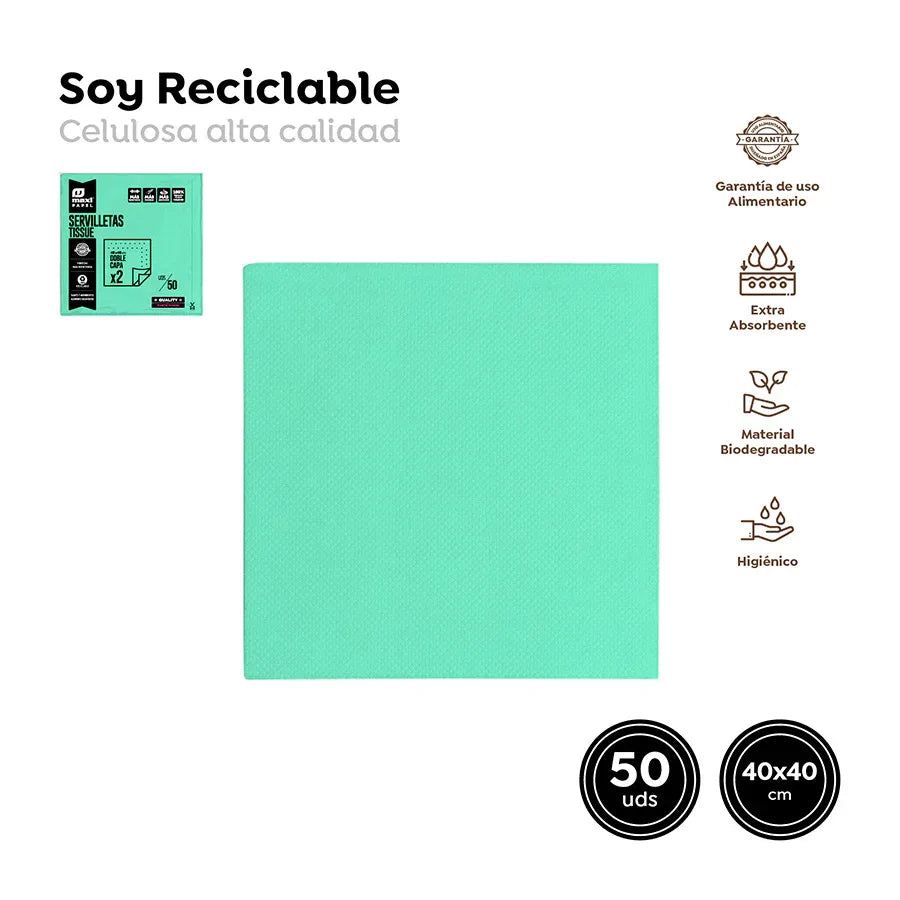 Servilleta Punta Punta Mint 40x40Cm Pape - yupiparty