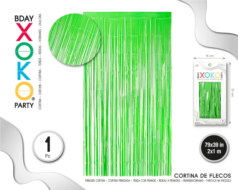 CORTINA DE FLECOS 1M*2M PASTEL VERDE - yupiparty