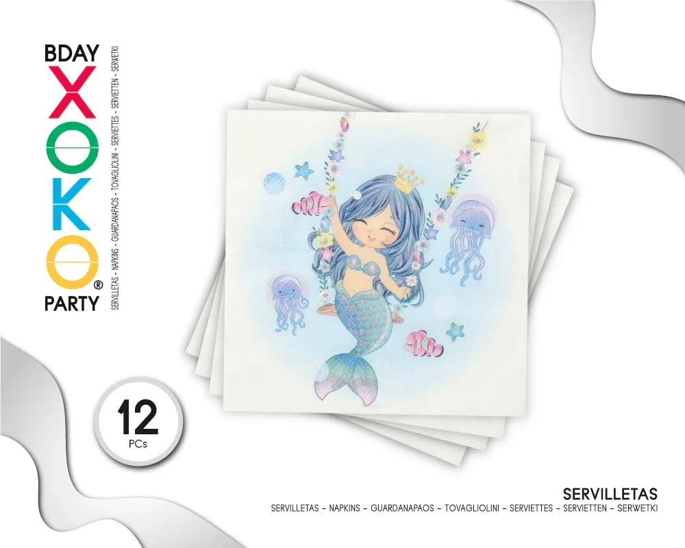 SERVILLETA SIRENITA 12PC - yupiparty