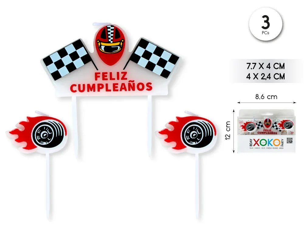 VELA PRINT CARRERAS FELIZ CUMPLE CAMPEON - yupiparty