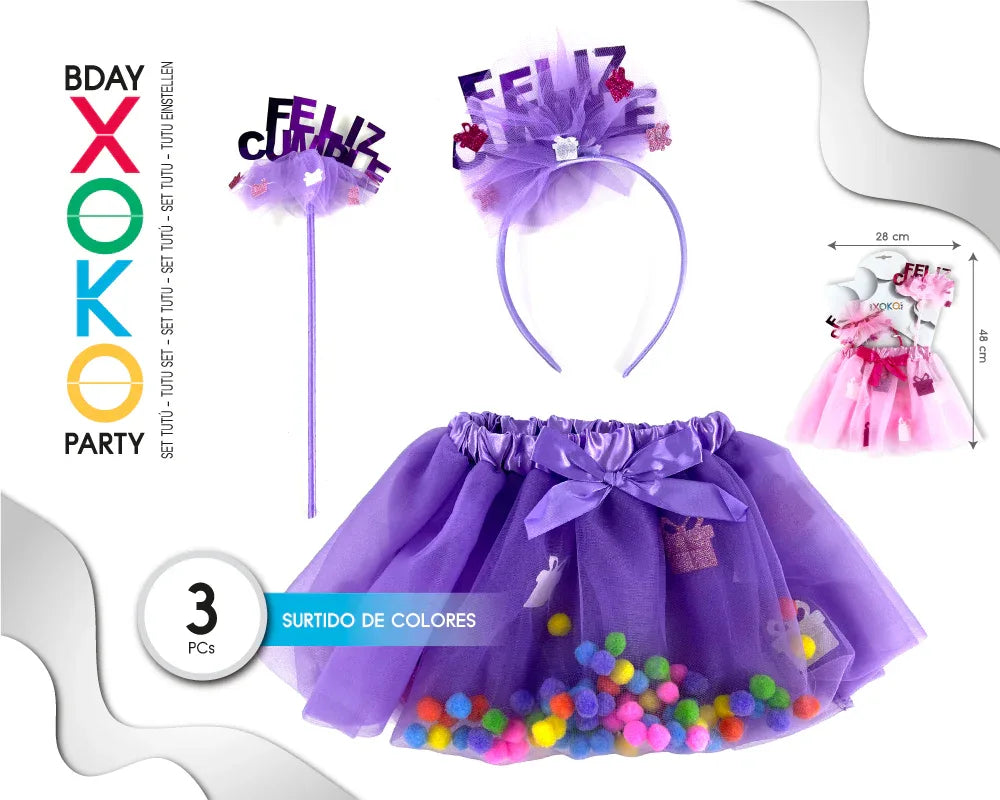 SET TUTU DIADEMA FELIZ CUMPLE - yupiparty