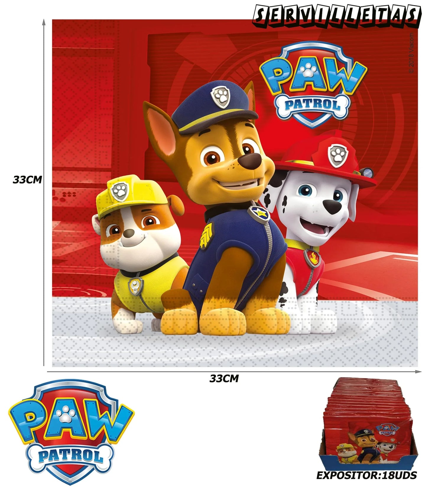 SERVILLETAS DE PAPEL 2CAPAS DE PAW PATROL - yupiparty