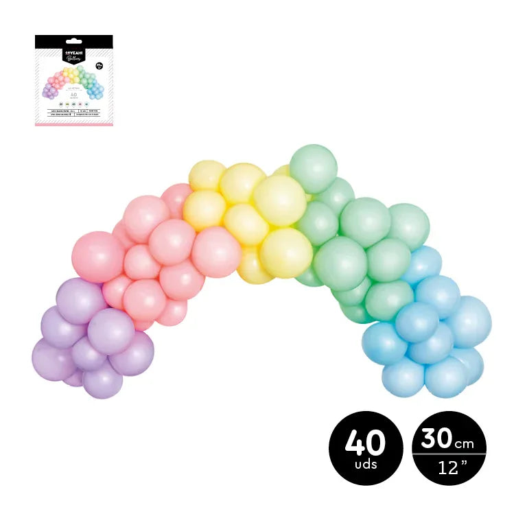 SET ARCO GLOBOS PASTEL 1,5M LÁTEX 40 UDS - yupiparty