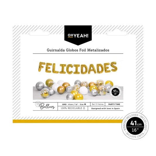 GUIRNALDA LETRAS GLOBO POLIAMIDA FELICIDADES 41 - yupiparty