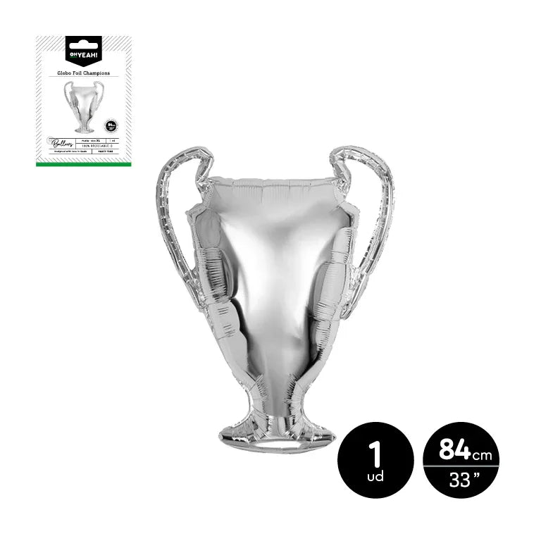 GLOBO POLIAMIDA COPA CHAMPIONS PLATA 84CM-33 APT - yupiparty