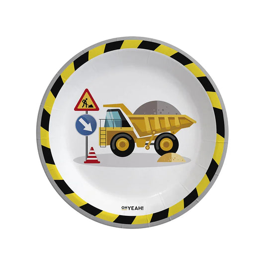 PLATOS CARTON CONSTRUCTION 23CM 6UDS - yupiparty