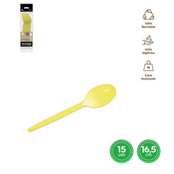 CUCHARA REUTILIZABLE AMARILLA 16,5CM PS - yupiparty