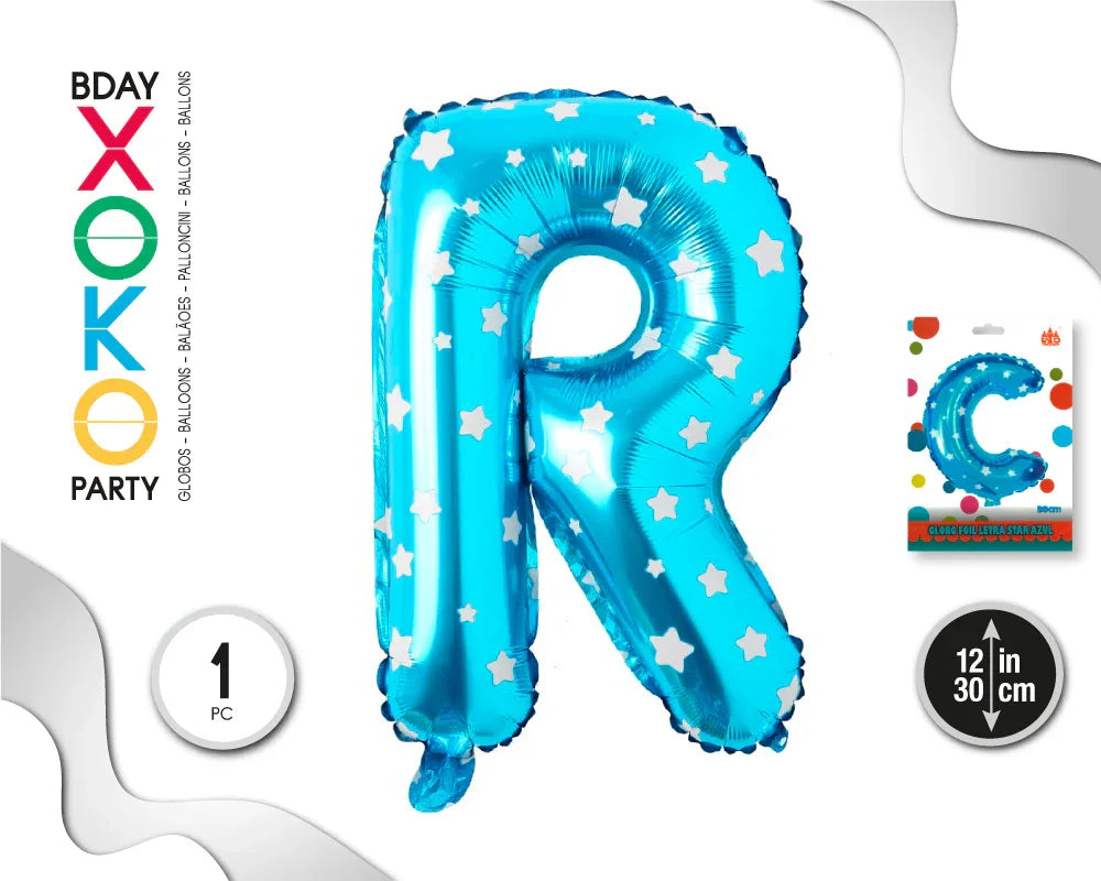 GLOBO FOIL AZUL ESTRELLAS 30 CMS R - yupiparty