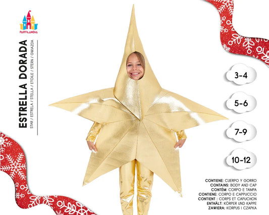 Disfraz Estrella Dorada Infantil 7-9 Años - Traje Navidad Belén - yupiparty