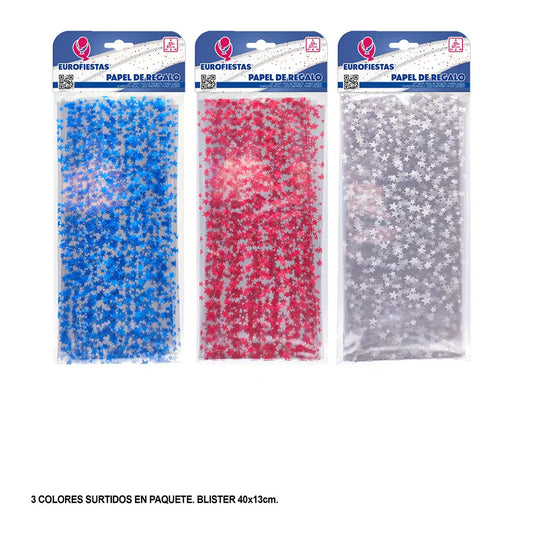 1 PAPEL CELOFAN 95x67cm TRANSP.ESTRELLAS - yupiparty