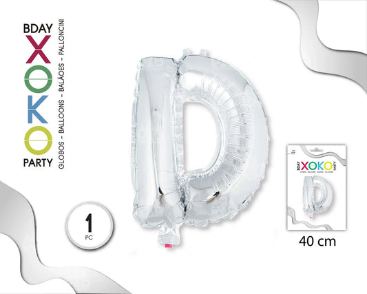 GLOBO FOIL 16/40CM PLATA D - yupiparty