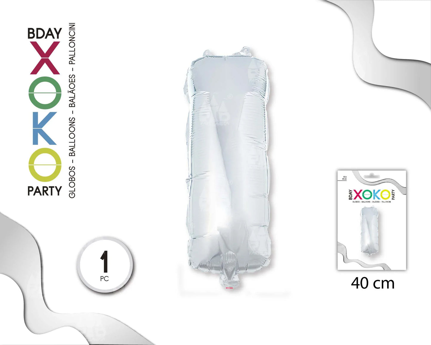 GLOBO FOIL 16/40CM PLATA I - yupiparty