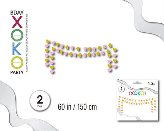 GUIRNALDA HILO 1,5M CORAZON ROSA 2 PC - yupiparty