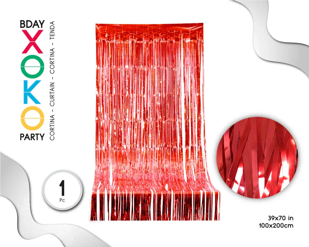 CORTINA DE FLECOS 1M*2M ROJO - yupiparty
