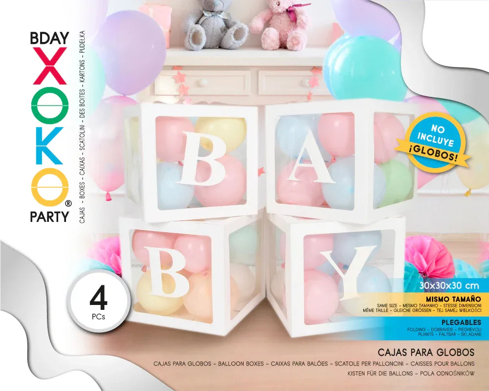 SET CAJAS PARA GLOBOS BABY BL 4PC - yupiparty