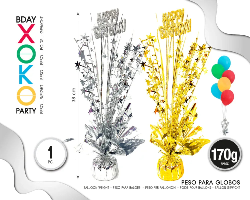 PESOS PARA GLOBO ESTRELLA ORO/PLATA HAPP - yupiparty