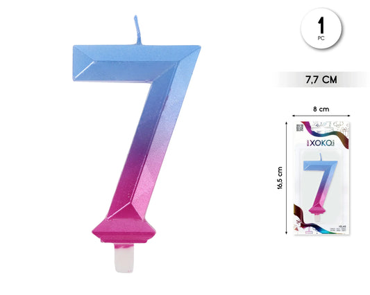 VELA 7.7CM DIAMANTE AZUL+FUCSIA 7 - yupiparty