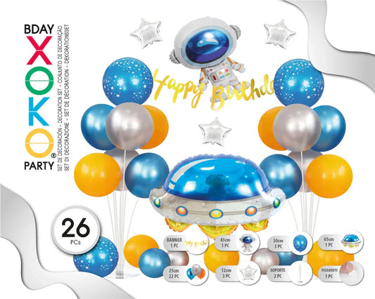 SET ESPACIAL HAPPY BDAY CON SOPORTE 34PC - yupiparty