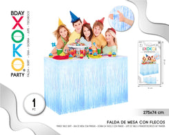 FALDA DE MESA IRIDISCENTE AZUL 275*74CM - yupiparty
