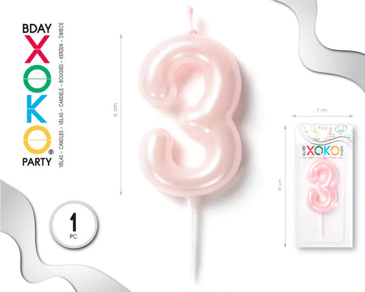 VELA 6CM ROSA PERLADO 3 - yupiparty