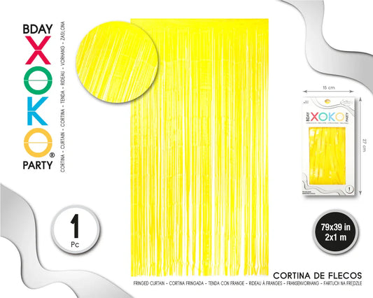 CORTINA DE FLECOS 1M*2M PASTEL AMARILLO - yupiparty