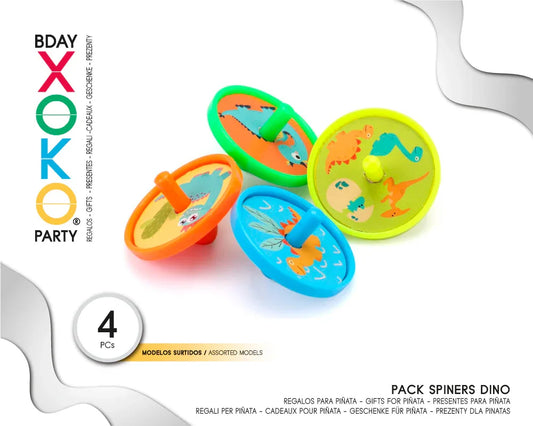 PACK PINATA SPINER DINO 4PC - yupiparty