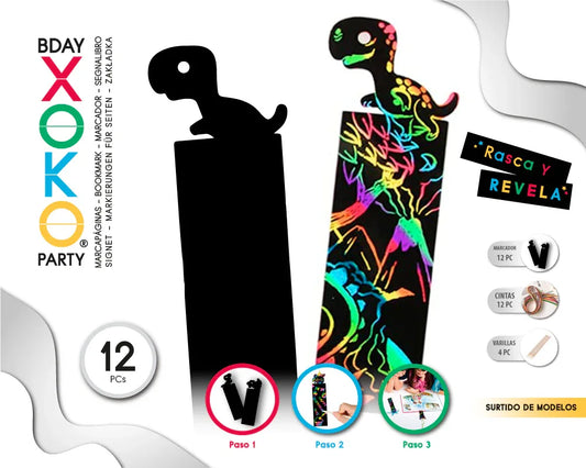 MARCAPAGINAS PARA RASCAR 12PC DINO - yupiparty