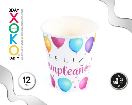VASO 9OZ GLOBOS 12PC - yupiparty