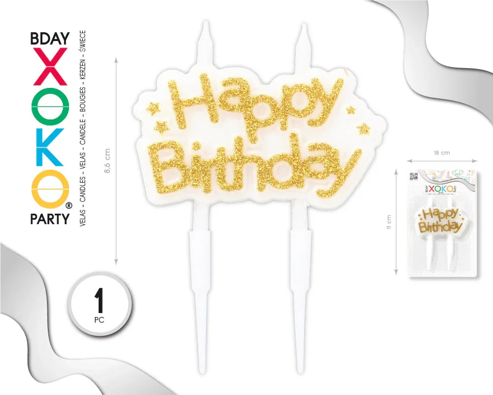VELA HAPPY BDAY GLITTER - yupiparty