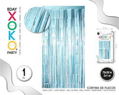 CORTINA DE FLECOS 1M*2M CELESTE MATE - yupiparty