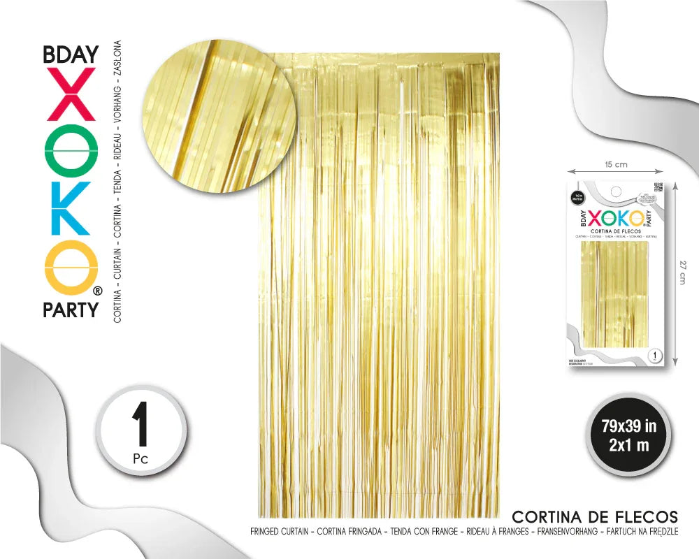 CORTINA DE FLECOS 1M*2M ORO MATE - yupiparty
