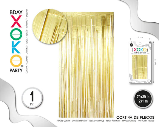 CORTINA DE FLECOS 1M*2M ORO MATE - yupiparty