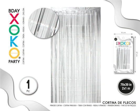 CORTINA DE FLECOS 1M*2M PLATA MATE - yupiparty