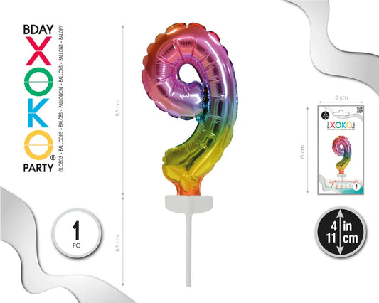 CAKE TOPPER MINI GLOBO RAINBOW 9 - yupiparty