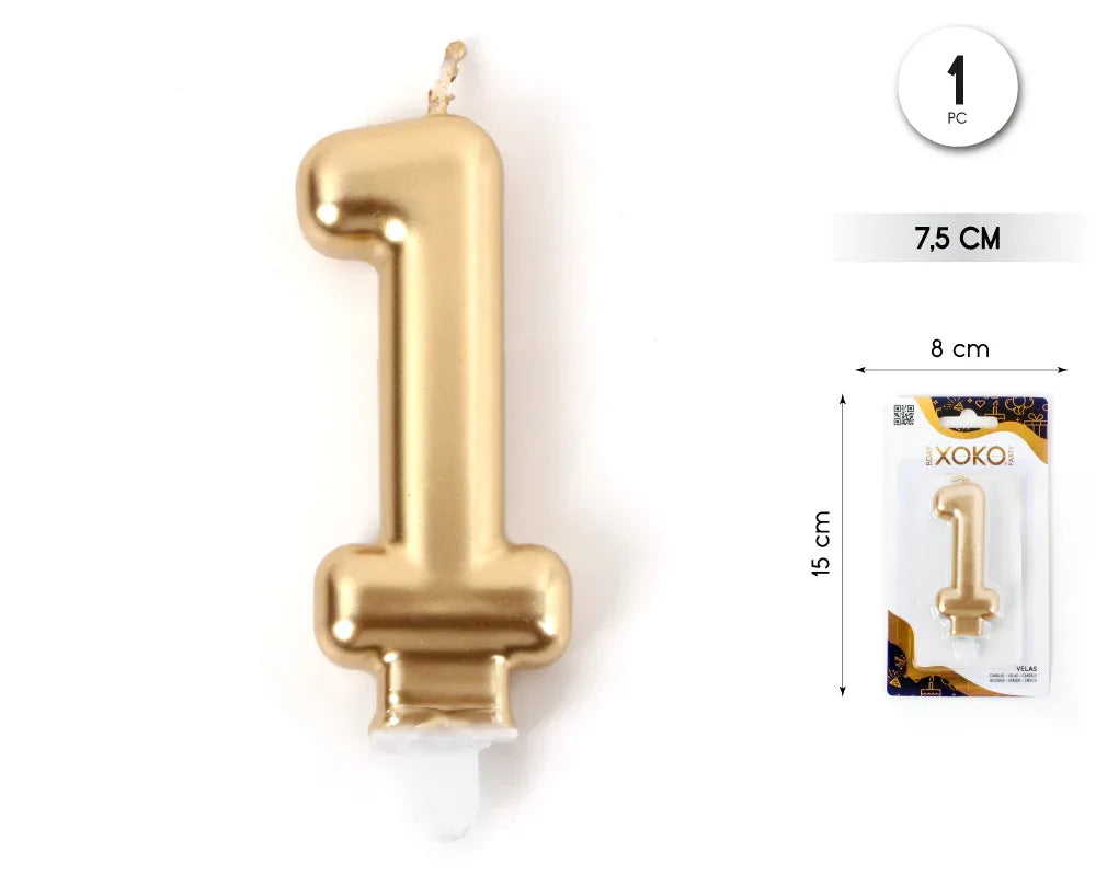 VELA 7.5CM ORO METALIZADO 1 - yupiparty