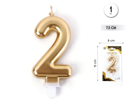 VELA 7.5CM ORO METALIZADO 2 - yupiparty