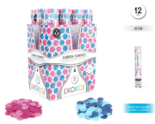 CAÑON CONFETTI GENDER REVEAL 30CM - yupiparty