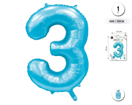 GLOBO FOIL 42/110CM AZUL BABY 3 - yupiparty