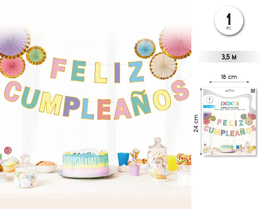 GUIRNALDA FELIZ CUMPLAÑOS MACARON - yupiparty
