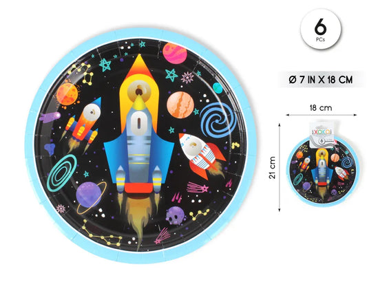 PLATO 18CM ESPACIO 6PCS - yupiparty
