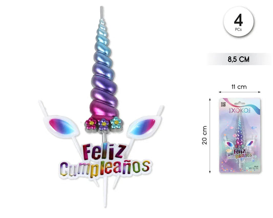 VELA FELIZ CUMPLE UNICORNIO - yupiparty