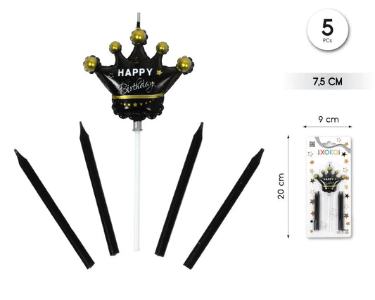 SET VELA 5PC CORONA ORO - yupiparty