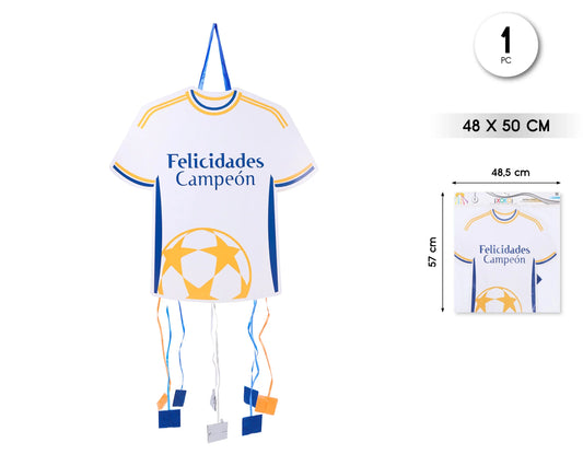 PIÑATA CAMISETA DE FUTBOL BLANCO - yupiparty
