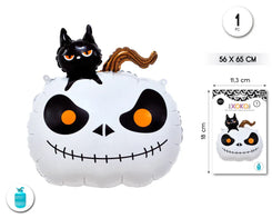 GLOBO FOIL BASE CALABAZA CON GATO - yupiparty