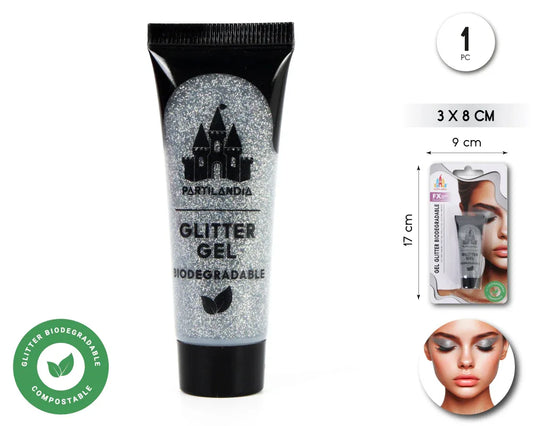 GEL GLITTER PLATA BIODEGRADABLE - yupiparty