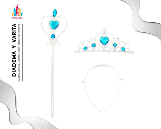 CONJUNTO CORONA+VARITA AZUL - yupiparty