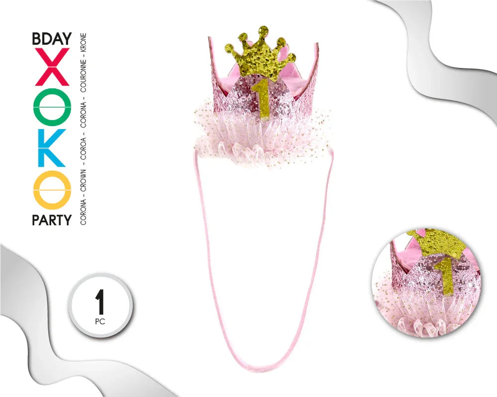 DIADEMA CORONA ELASTICO 1 AÑO - yupiparty