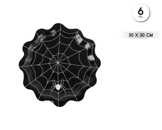 PLATOS DE PAPEL TELARAÑA 6PCS - yupiparty