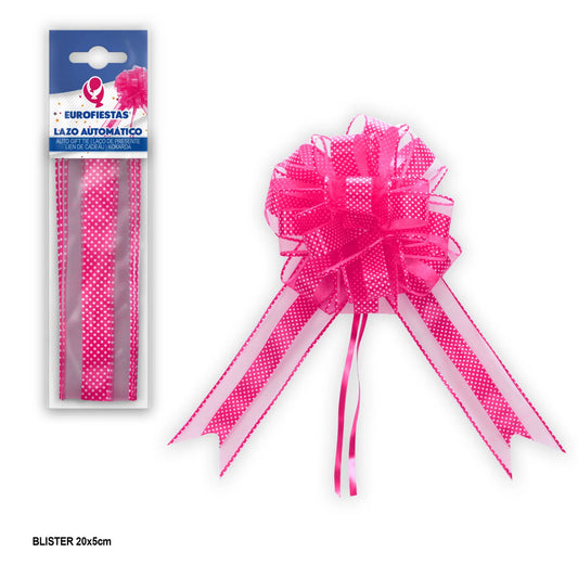 LAZO AUTOMATICO 30mm LUNARES FUCSIA - yupiparty